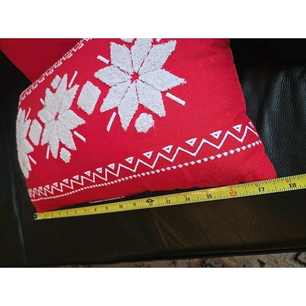 2 Red Wondershop With White Snowflake Lumbar Throw Pillow